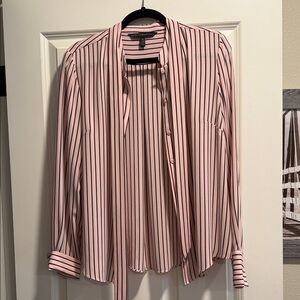 White House Black Market Pink Striped Button Down Shirt